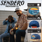 Sendero Provisions Co. Smoky Mountain National Park Adjustable Snapback Rope Hat with Woven Patch & Topographic Map Undervisor (Storm/Honey) - One Size